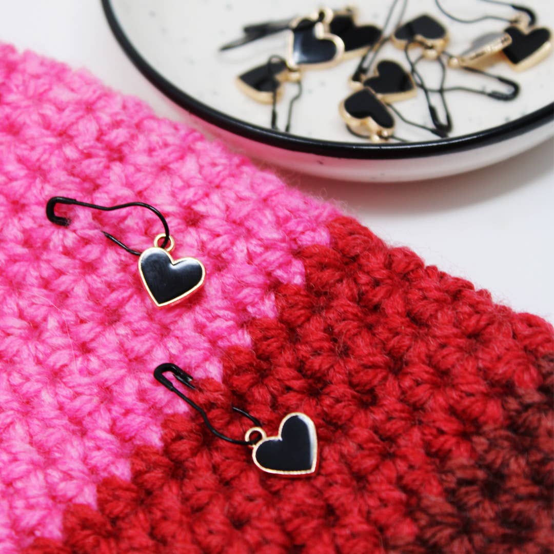 Black Hearts Stitch Markers