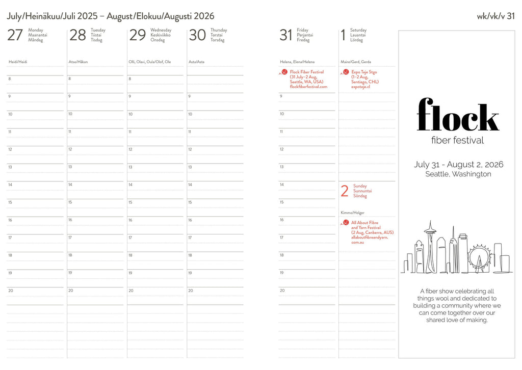 Knitter’s Year 2026 weekly planner: Black