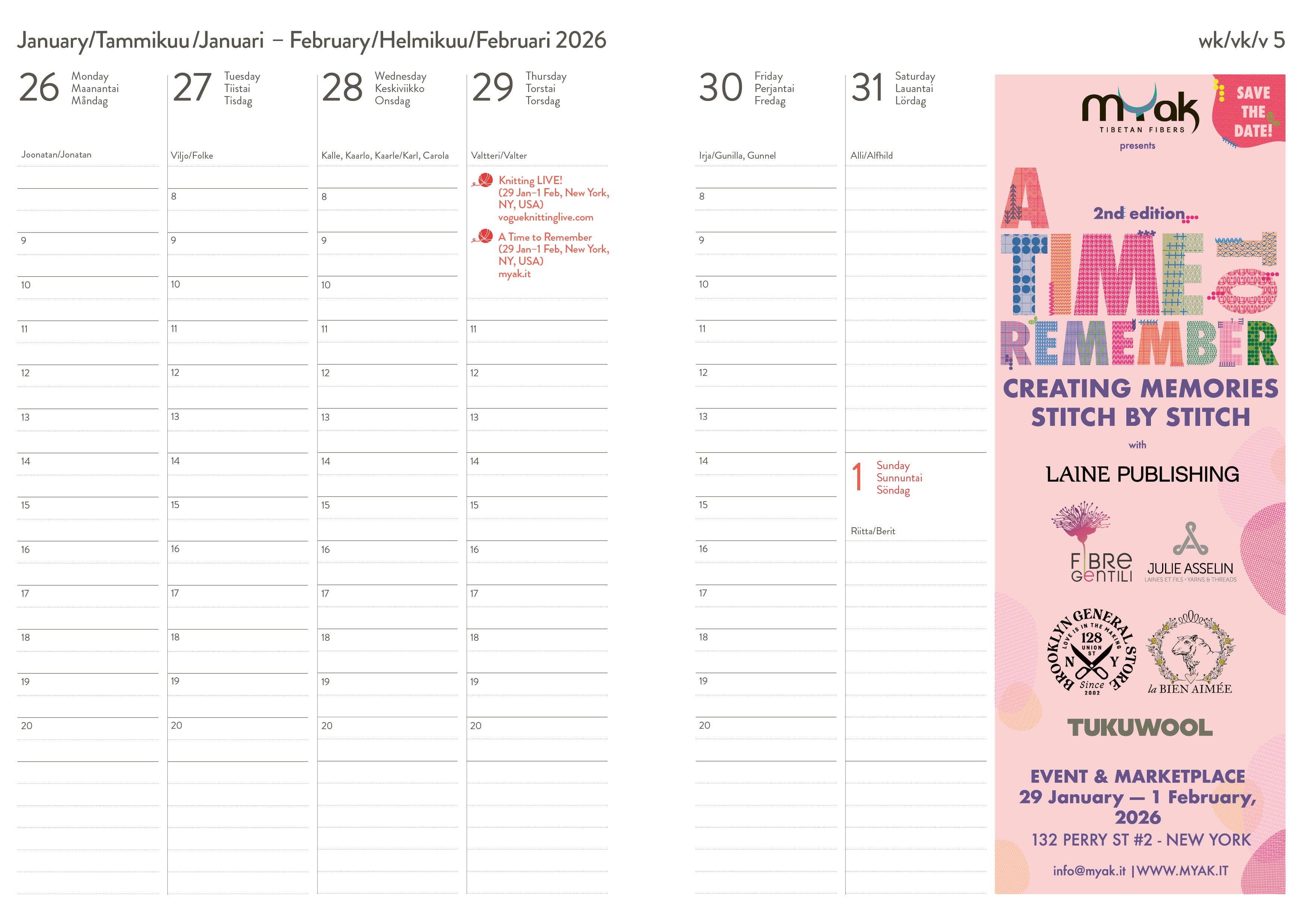 Knitter’s Year 2026 weekly planner: Black