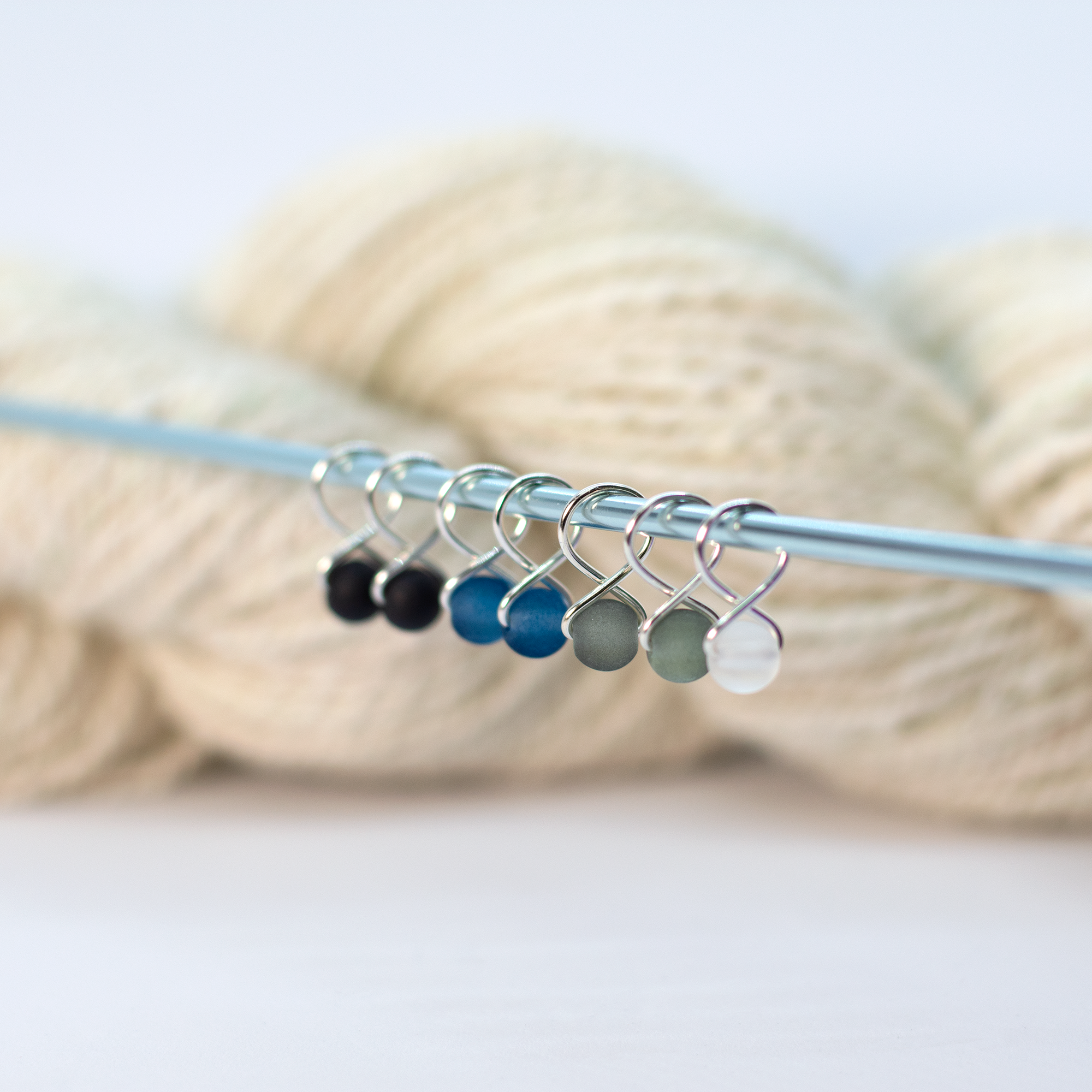 Small Snag-free Stitch Markers : Silver: Lavender