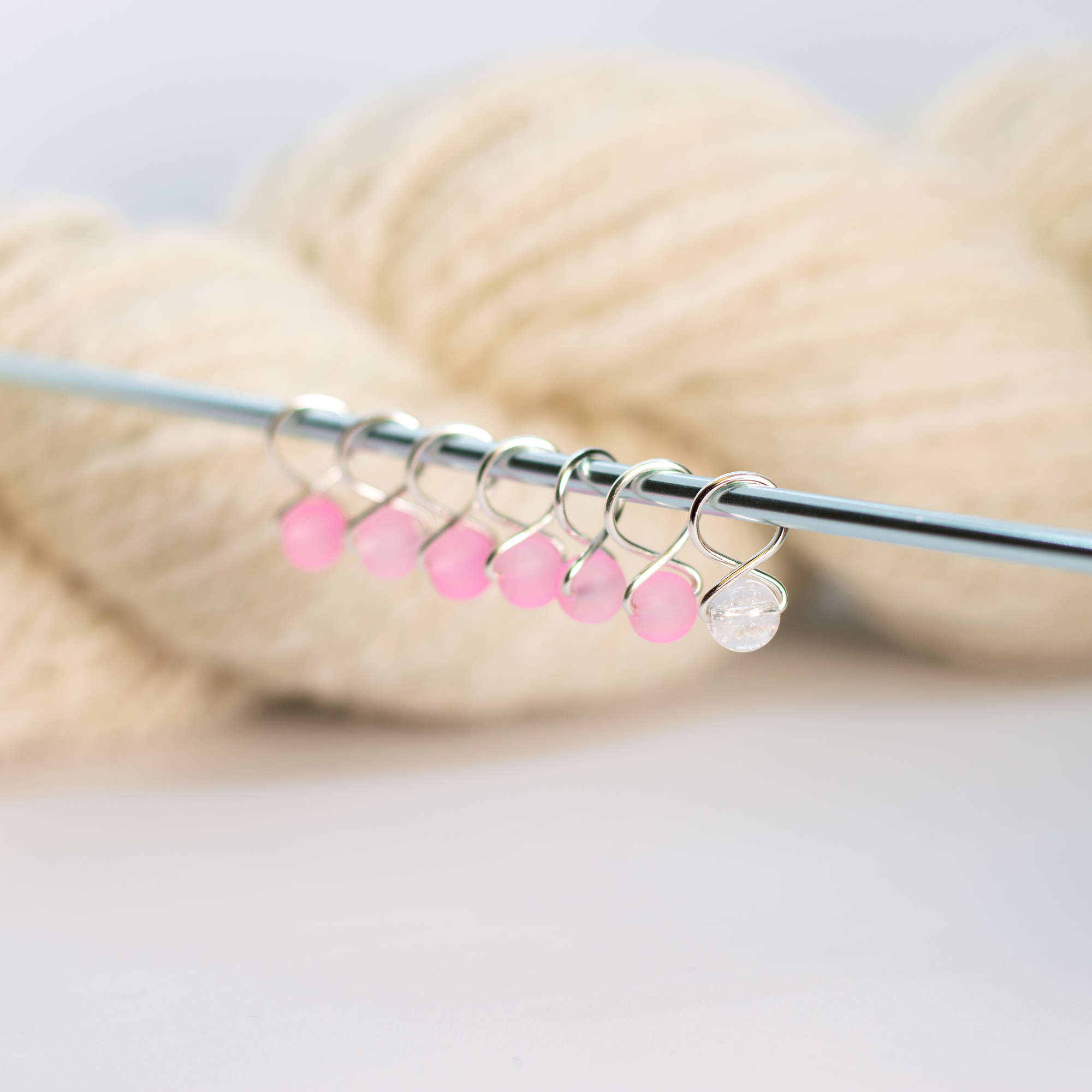 Small Snag-free Stitch Markers : Silver: Seafoam