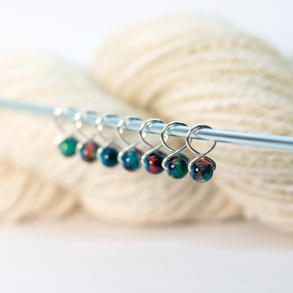 Small Snag-free Stitch Markers : Silver: Lavender