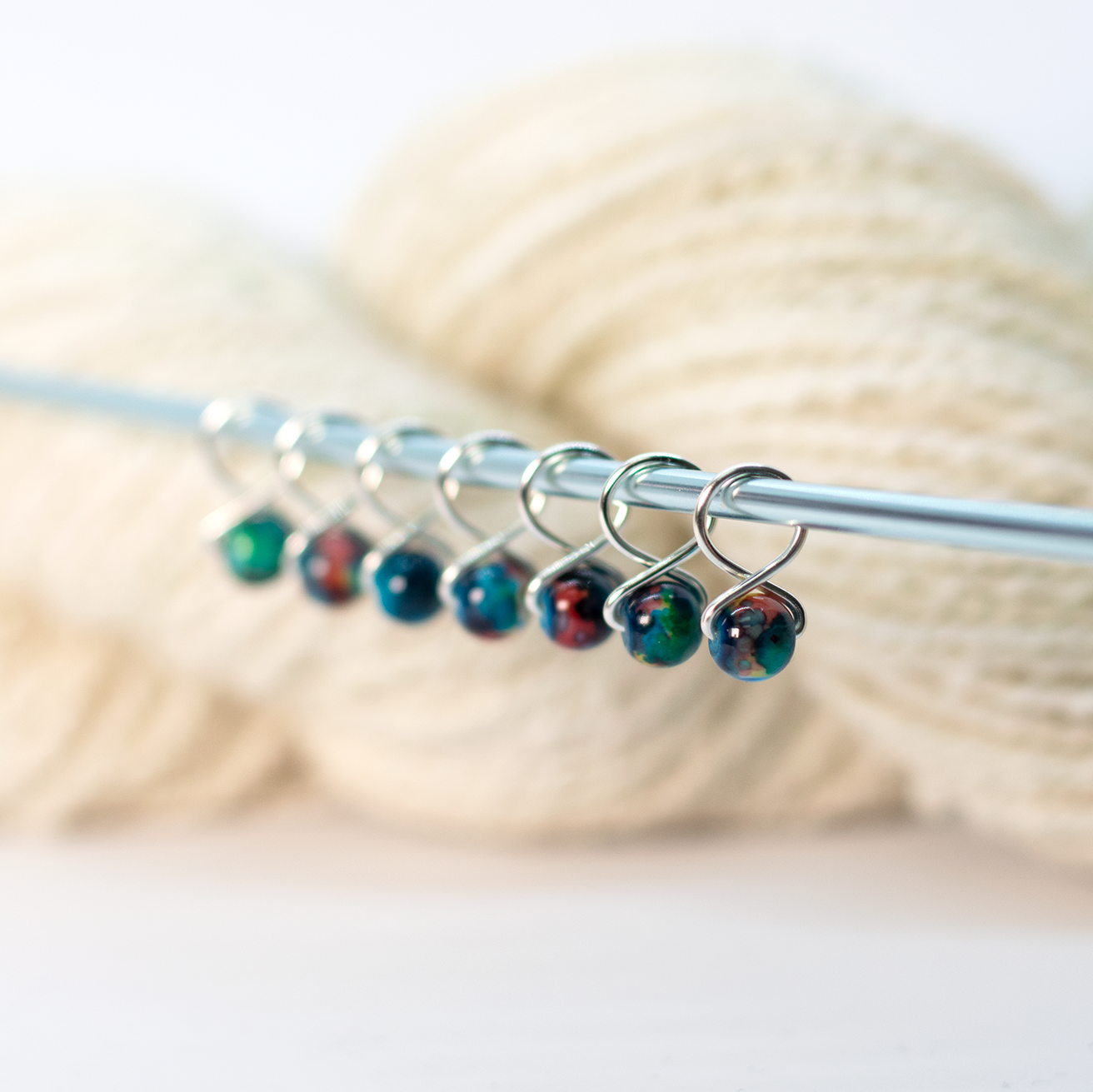Small Snag-free Stitch Markers : Silver: Lavender