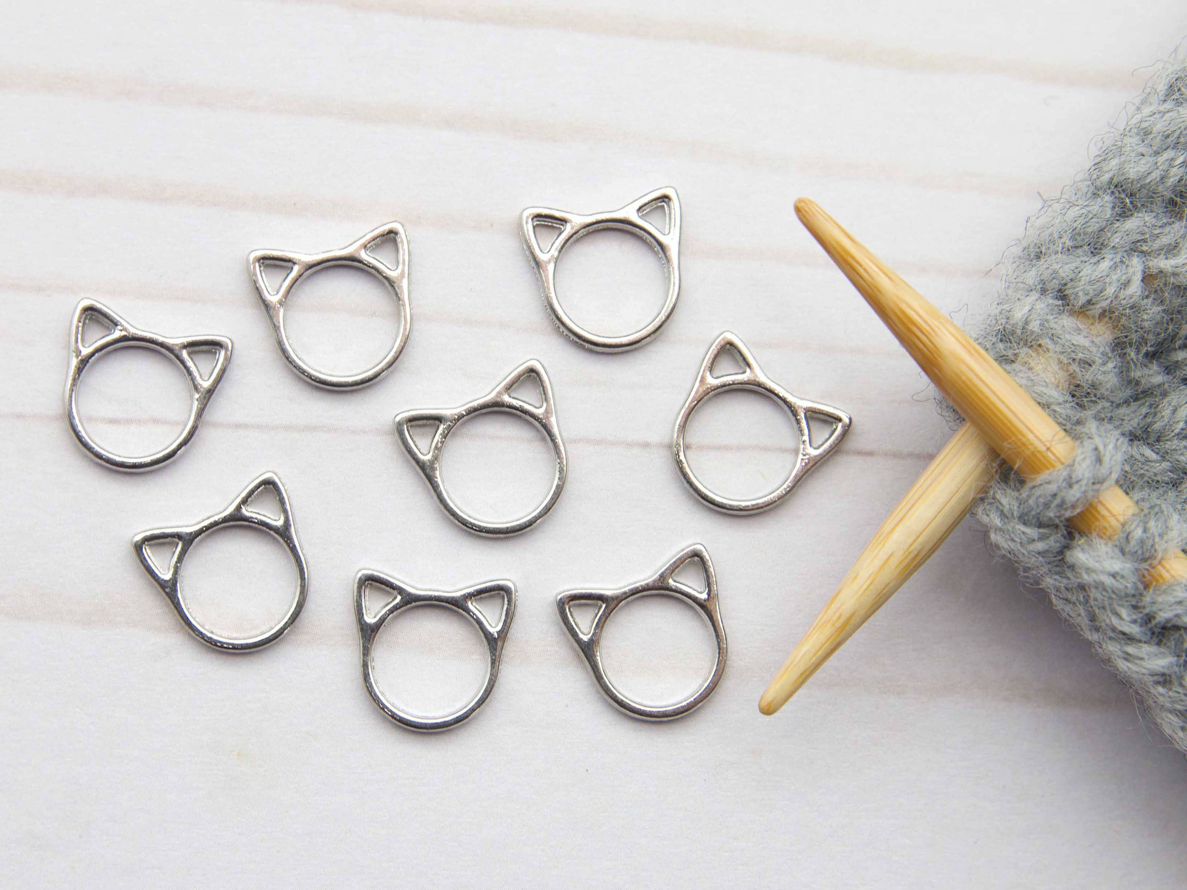 Silver Cat Closed Ring | Stitch Markers